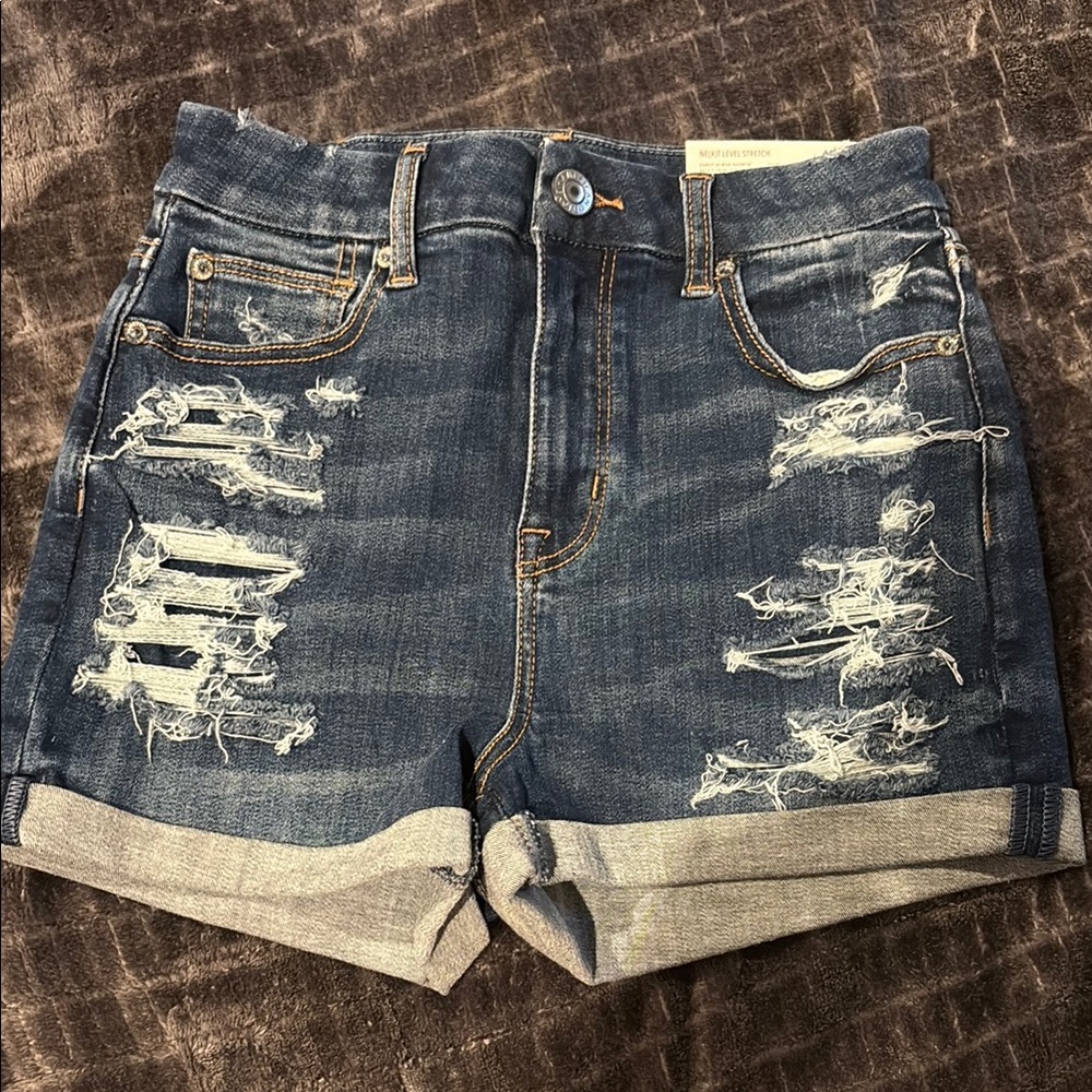 NWT American eagle AE 2 26w Distressed Denim Blue Shorts